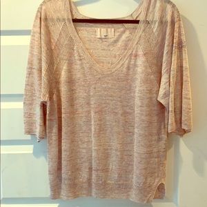 Pink short sleeved summer weight sweater